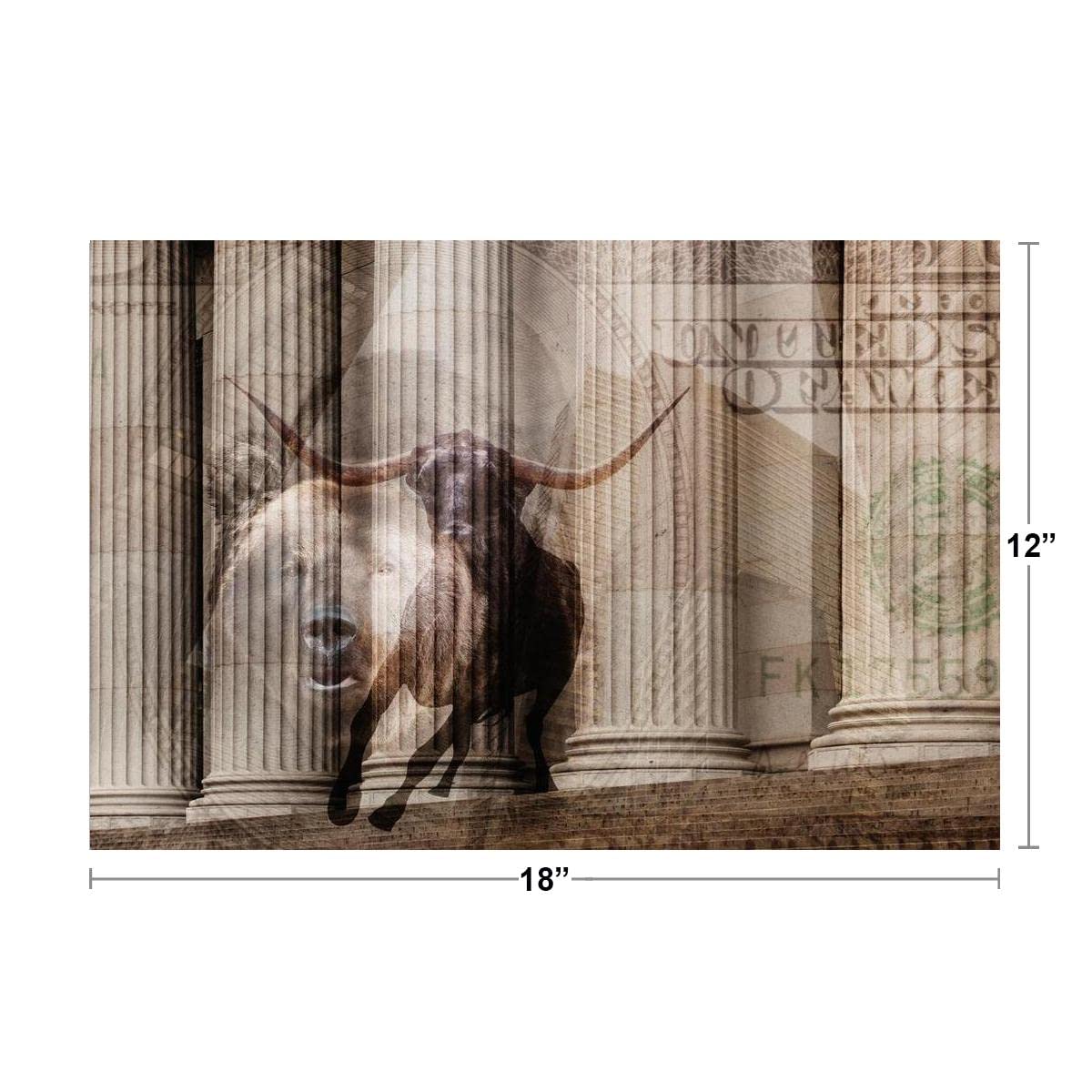 Bull Bear Money Wall Street Stock Exchange Columns Finance Artwork Boardroom Investor Investing Market Photo Photograph Cool Wall Decor Art Print Poster 18x12