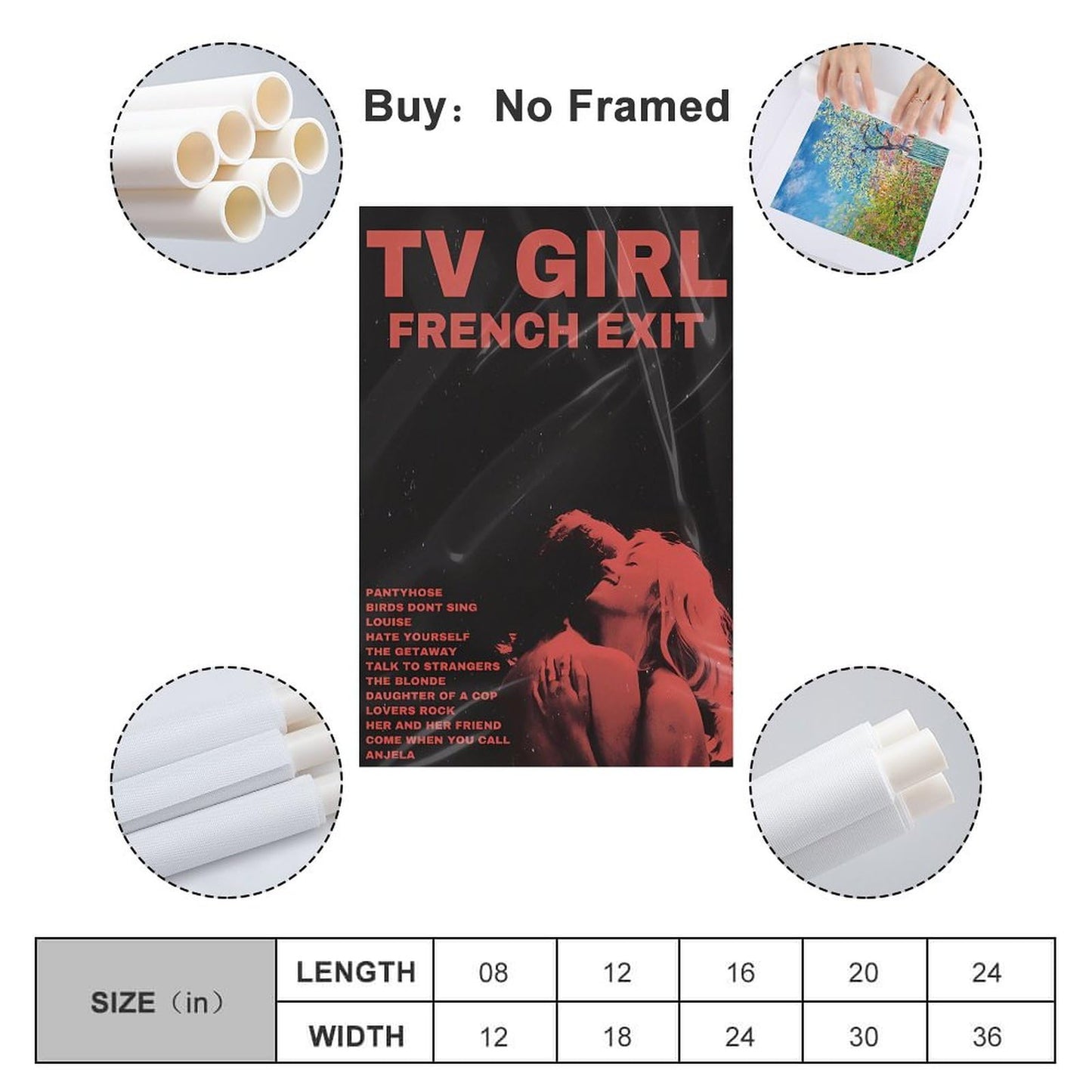 Tv Girl French Exit Poster Canvas Album Posters Cover Film Music Movie Posters Prints Picture Wall Art Home Living Room Bedroom Decoration Painting 08x12inch(20x30cm) Unframe-style