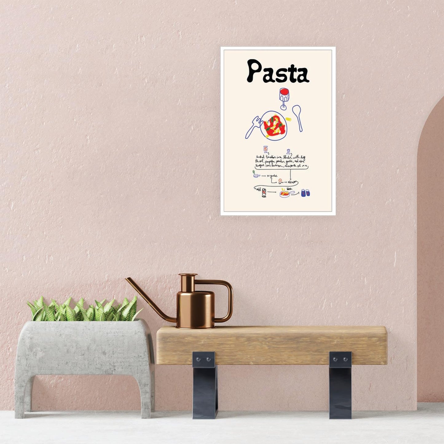 DVBOCS Retro Italy Pasta Decor Canvas Wall Art Vintage Food Print Painting Kitchen Knowledge Modern Painting Poster Suitable for Kitchen Restaurant Cafe Gourmet Illustration Decor 12x16in Unframed