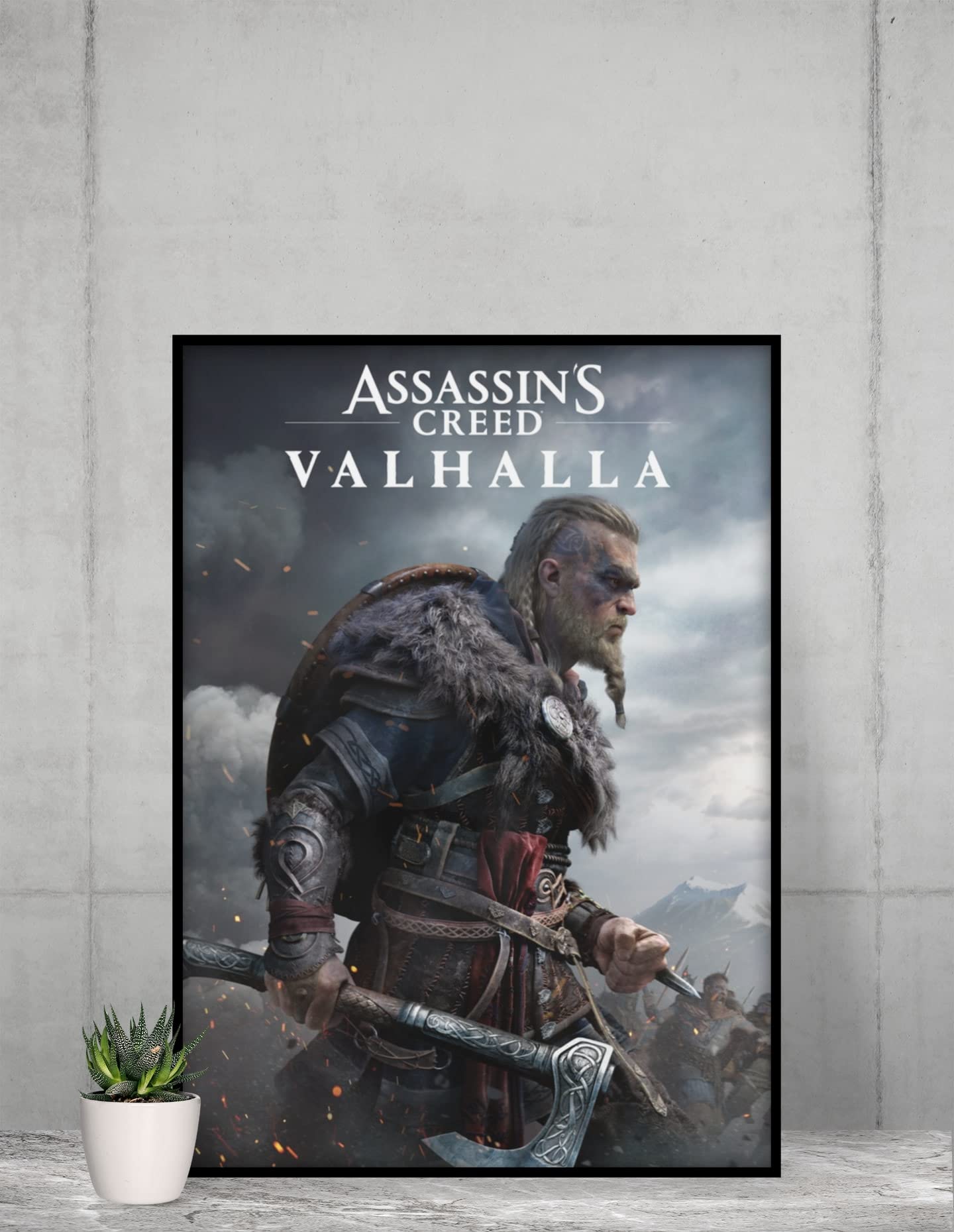Assassins Creed Poster Valhalla Merchandise Male Ultimate Edition Key Art Video Game Cover Video Gaming Gamer Collectibles Viking Eivor Varinsdottir Gift Home Cool Wall Decor Art Print Poster 12x18