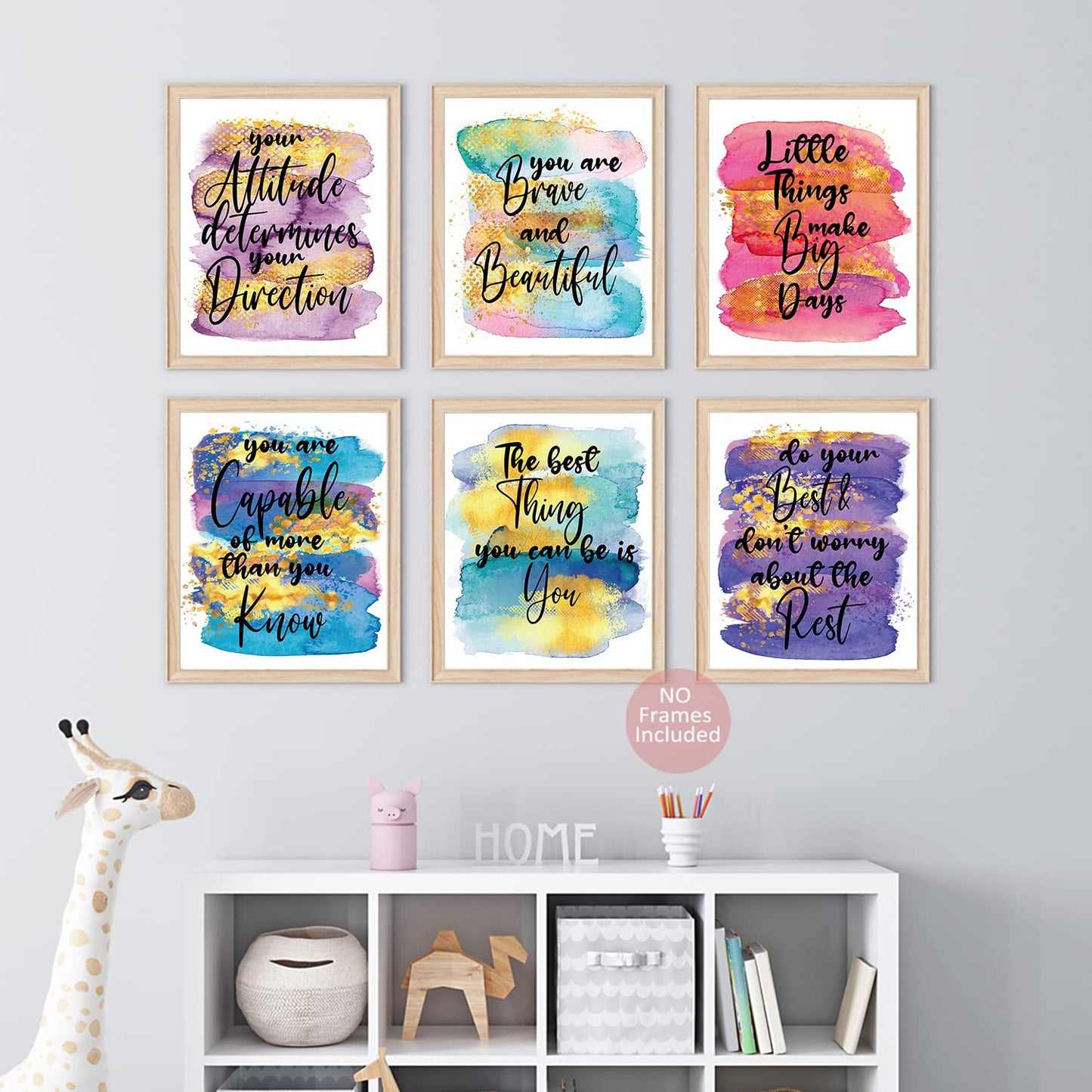 MTL HOE Abstract Colorful Wall Decor, Positive Sayings Inspirational Wall Art Print, Motivational Quotes Wall Decor, Gifts For Girls, Posters Rainbow Wall Decor For Teen Girls' Bedroom Playroom