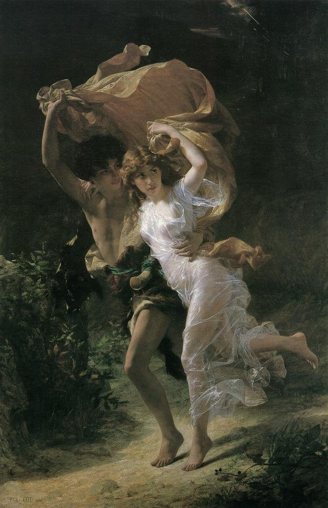 Pierre Auguste Cot The Storm Realism Romantic Artwork Renoir Wall Art French Impressionist Art Posters Portrait Painting Wall Decor Landscape Posters Thick Paper Sign Print Picture 8x12