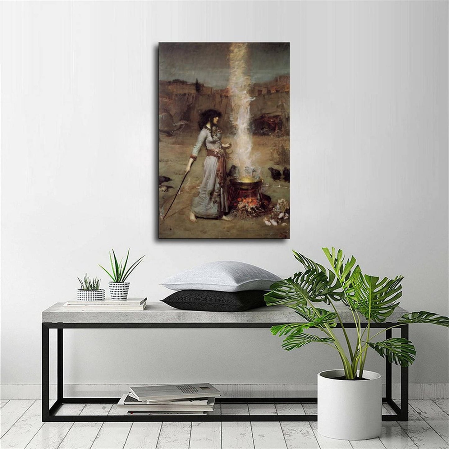 ZBIN Magic Circle 1886 by John William Waterhouse Wall Art Canvas Print Posters Home Decor Painting Pictures Living Room Bedroom Decorative Poster 08x12inch Unframed