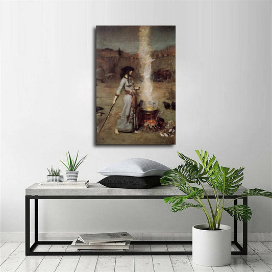 ZBIN Magic Circle 1886 by John William Waterhouse Wall Art Canvas Print Posters Home Decor Painting Pictures Living Room Bedroom Decorative Poster 08x12inch Unframed