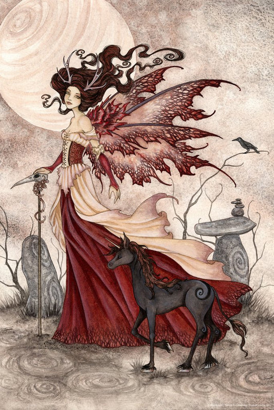 Red Fairy Wall Art Poster Fairycore Grunge Room Home Office Wall Aesthetic Room Fairy Core Cottagecore Vintage Teen Girls Room Gothic Unicorn Witchy Fairies Cool Wall Decor Art Print Poster 12x18
