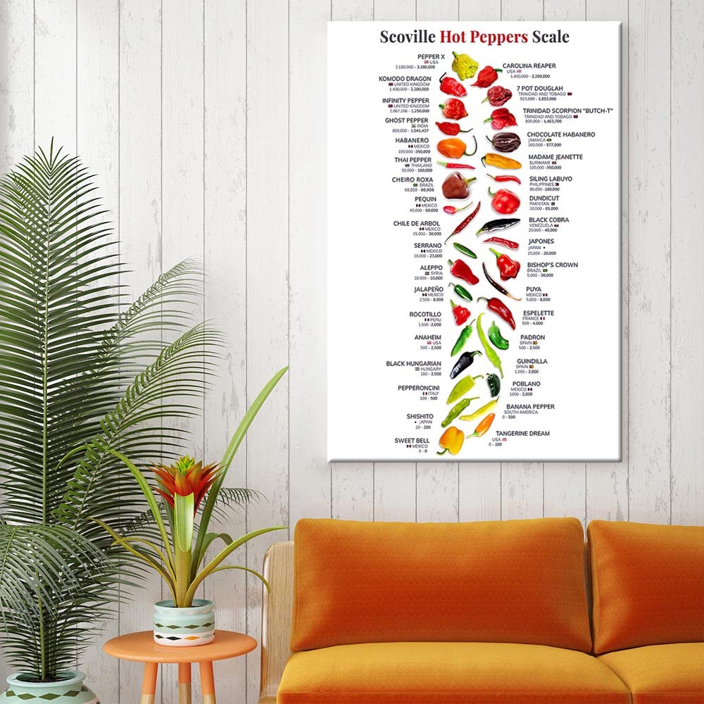 LILIIY Scovill Hot Peppers Scale Poster Chilli Capsicum Knowledge Posters Nature Plant Gourmet Botanical Guide Kitchin Fresh Gift Living Room Prints Bedroom (8x12inch-No Frame)