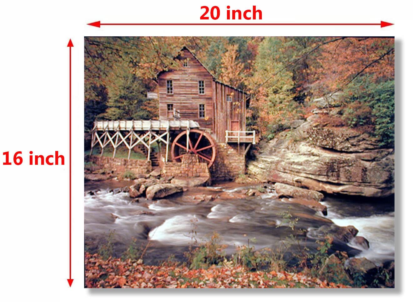 Glade Creek Mill Nature Trees Landscape Wall Decor Art Print Poster (16x20)