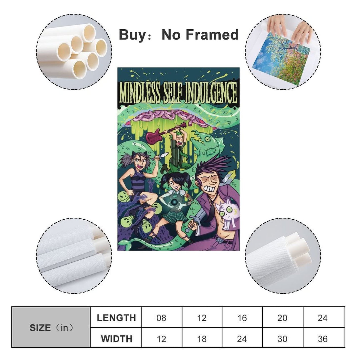 HOWhite Mindless Self Indulgence Punk Band Poste Canvas Art Poster And Wall Art Picture Print Modern Family Bedroom Decor Posters 08x12inch(20x30cm)