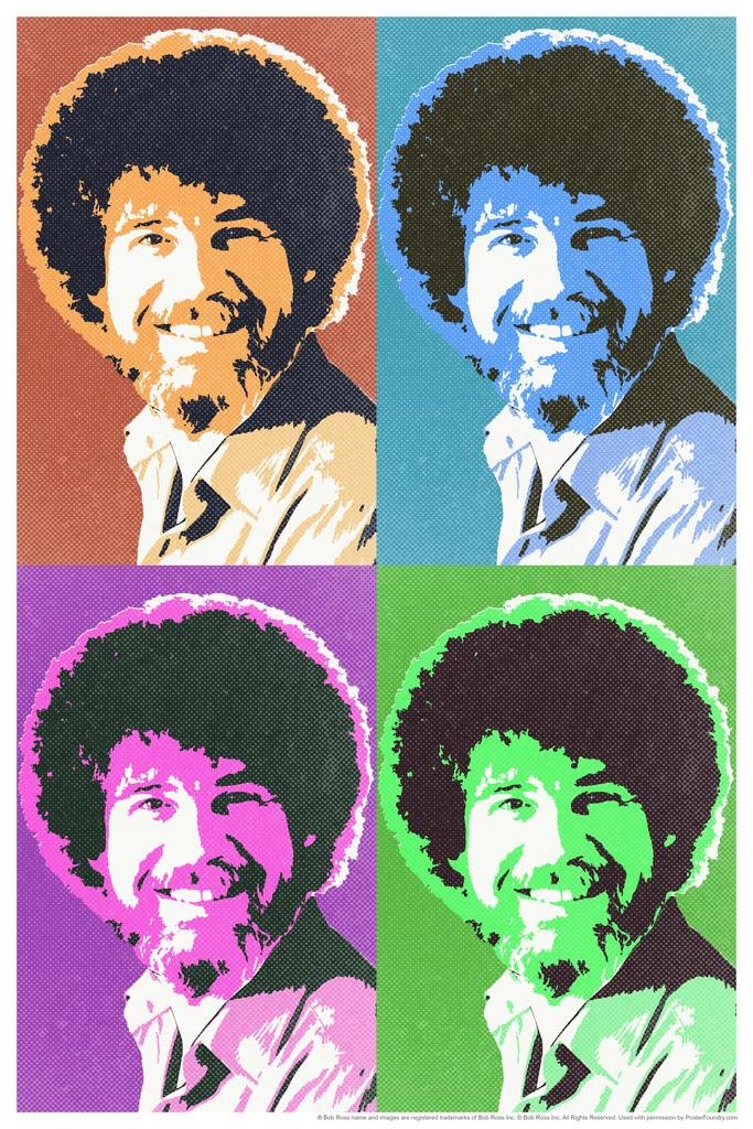 Bob Ross Pop Art Style Art Print Painting Bob Ross Poster Bob Ross Collection Bob Art Painting Happy Accidents Motivational Poster Funny Bob Ross Afro and Beard Thick Paper Sign Print Picture 8x12