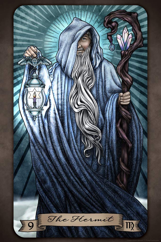 The Hermit Tarot Card by Brigid Ashwood Luminous Tarot Deck Major Arcana Witchy Decor New Age Cool Wall Decor Art Print Poster 12x18