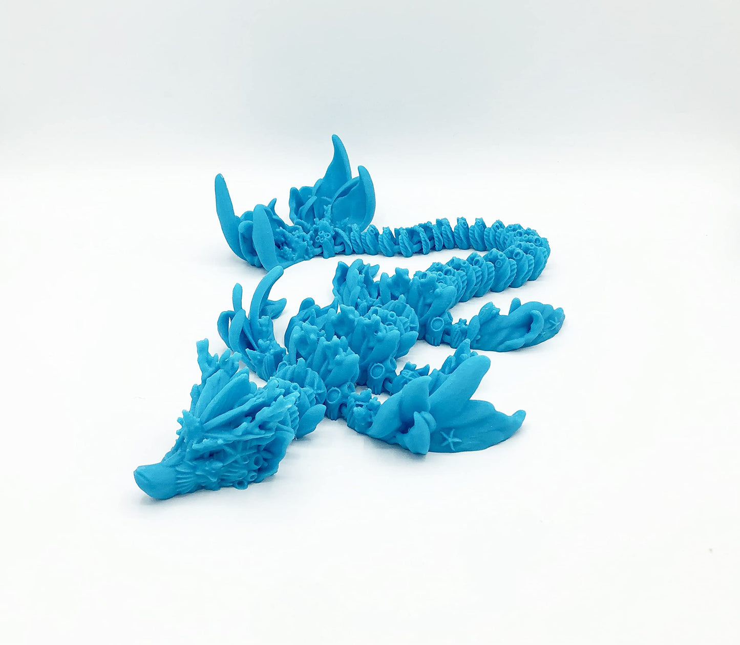 3D Printed Articulated Flexi Coral Sea Dragon Fidget Toy (Small, Cyan)