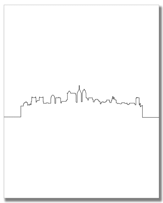 Philadelphia City Skyline Wall Décor Prints - Set of 2 (8x10) Art Photos - Typography Minimalist Poster