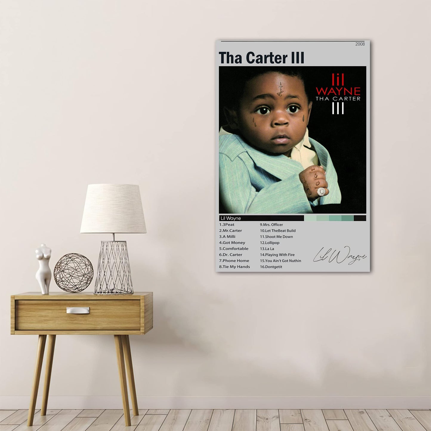 Music Poster Tha Carter III Album Cover Art Wall Canvas Pictures for Modern Room Decor Prints Unframed 12" x 18"