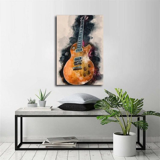 Zbin Vintage Style Guitar Miusic Canvas Art Print Posters Rock N Roll Musical Instruments Painting Pictures Concert House Bar Home Wall Decor Prints 16x24 inch, 16x24inch(40x60cm)