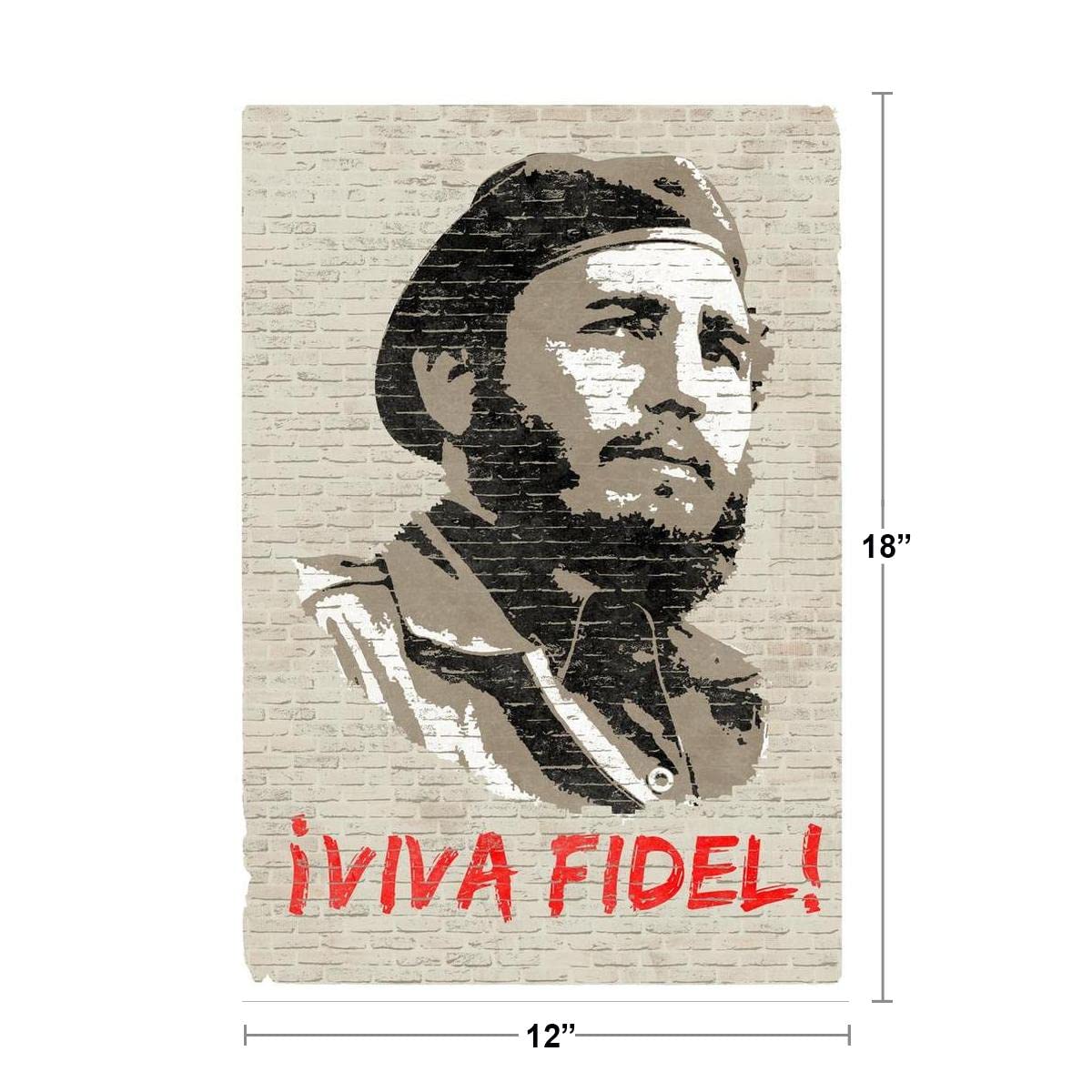 Viva Fidel Castro Portrait Cuba Graffiti Sign Poster Communist Dictator Leader Politics Cool Wall Decor Art Print Poster 12x18