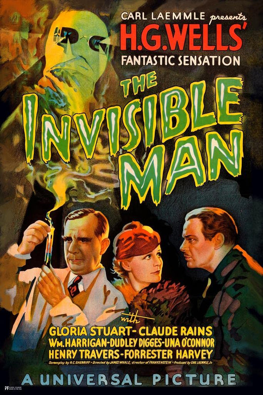 The Invisible Man Claude Rains Retro Vintage Horror Movie Poster Horror Movie Merchandise Horror Decor Classic Monster Spooky Scary Halloween Decorations Thick Paper Sign Print Picture 8x12