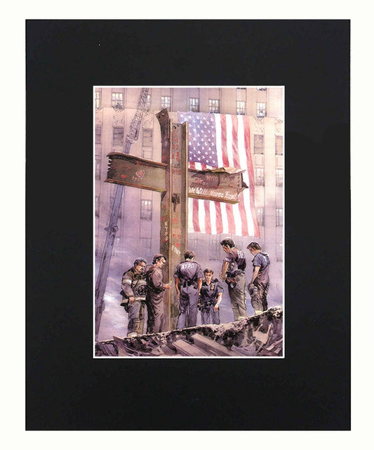 Firefighter NYPD NYFD Cross 911 8x10 Black Matted Art Artworks Print Paintings Printed Picture Photograph Poster Gift Wall Decor Display