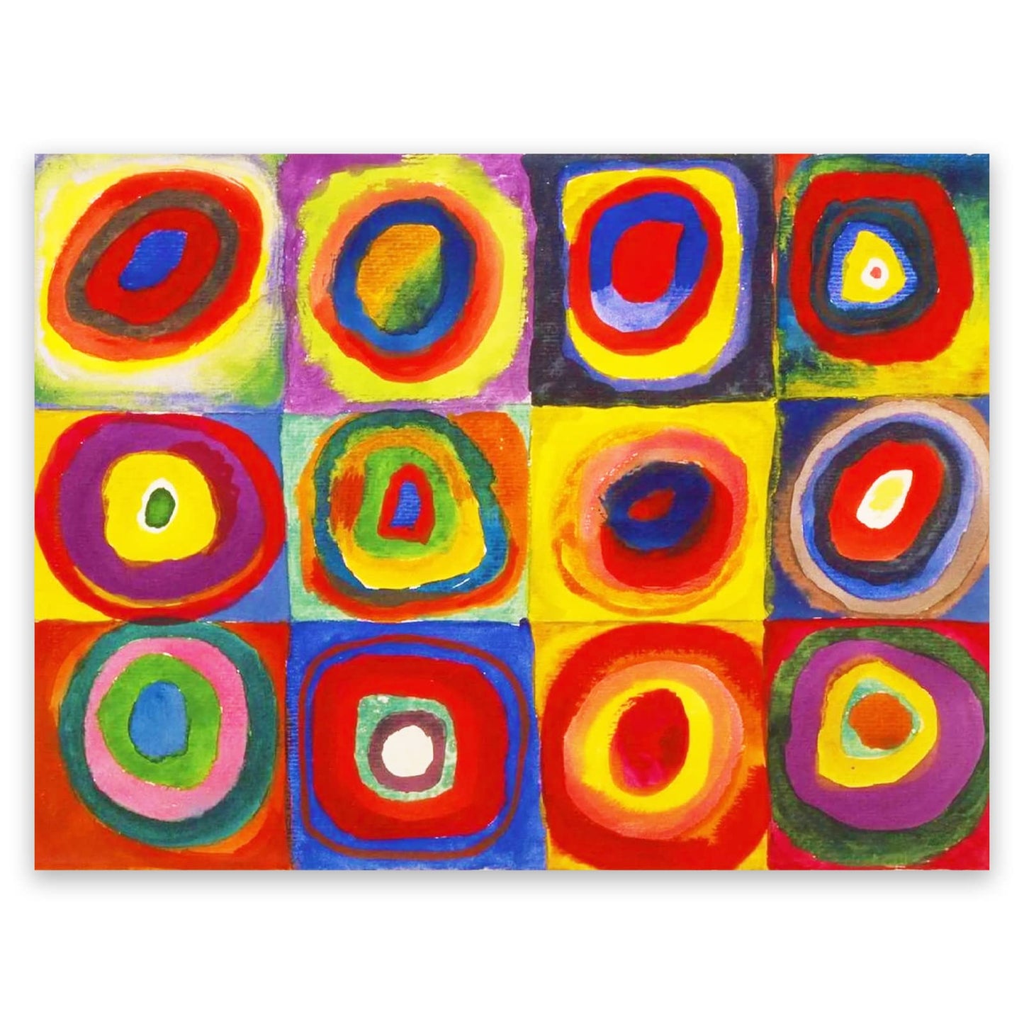 Wassily Kandinsky Wall Art - Squares with Concentric Circles Poster - Fine Art Prints - Abstract Canvas Wall Art Colorful Painting for Living Room Bedroom Home Decor Unframed (12x16in/30x40cm)