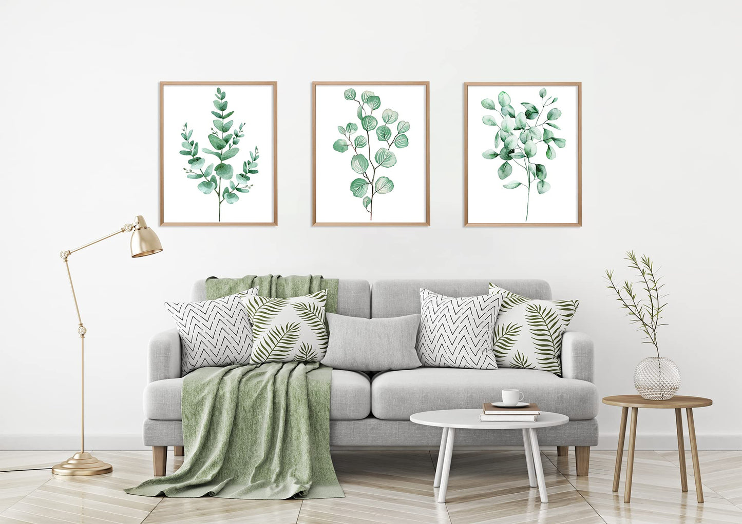 Sage Green decor Room Botanical Plant Wall Art Prints Eucalyptus Prints with Green Leaves Watercolor Wall Posters Boho Wall Decor Minimalist Wall Art for Farmhouse Living Room Bedroom Kitchen (8x10