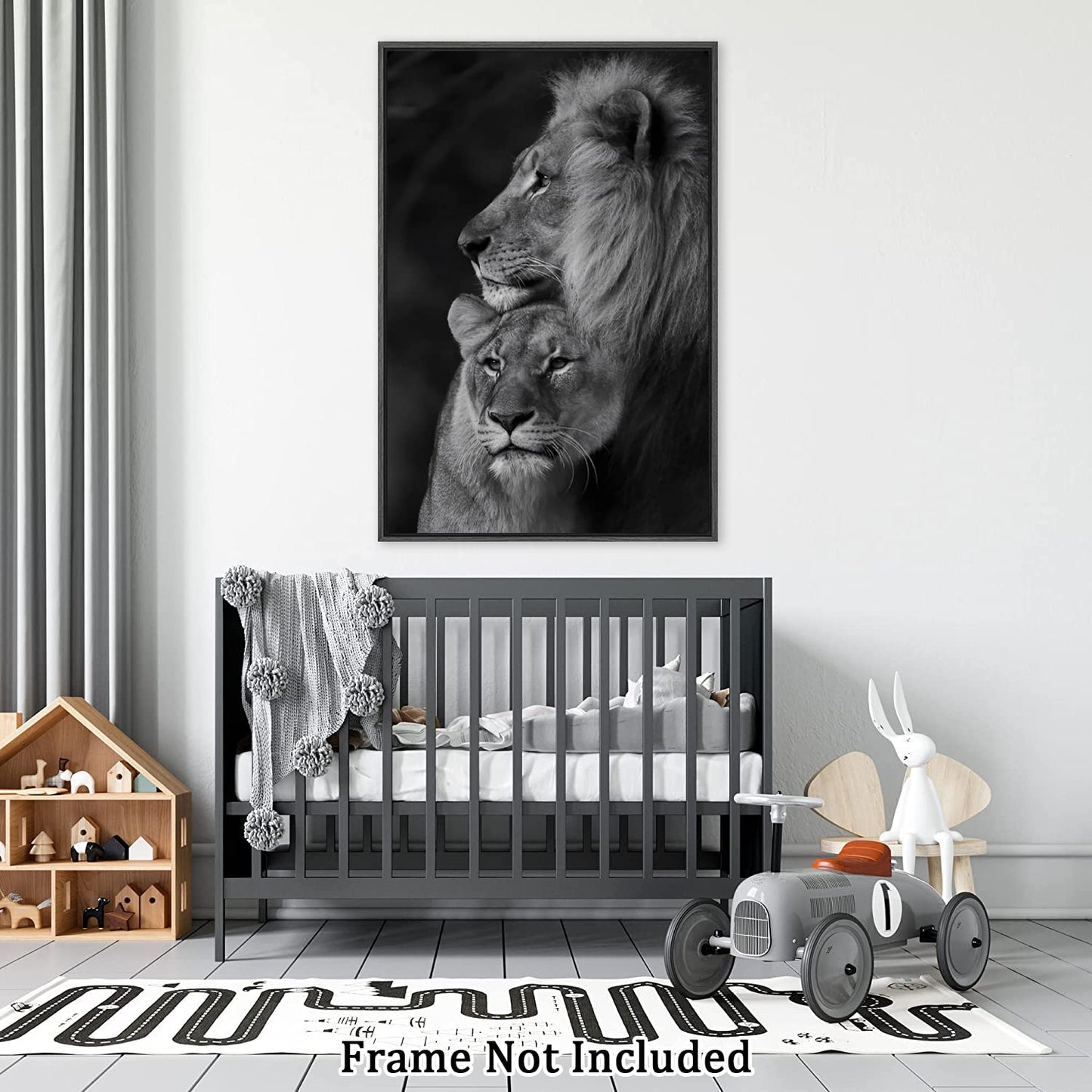 Black And White Lion Couple Canvas Painting Modern Abstract Wall Art Animal Posters and Prints Wall Decor Unframe Wall Artwork Home Decor Office Kitchen Wall Decoration for Home Classroom Office