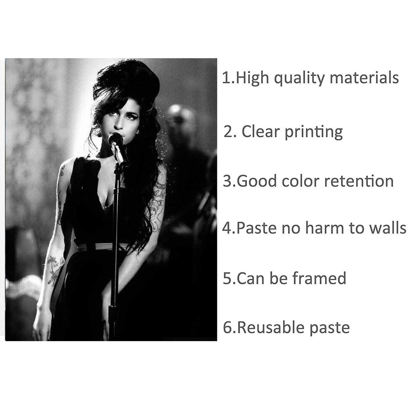 Amy Winehouse Poster Art Print Posters,16''×20'' Unframed Poster Print (A)
