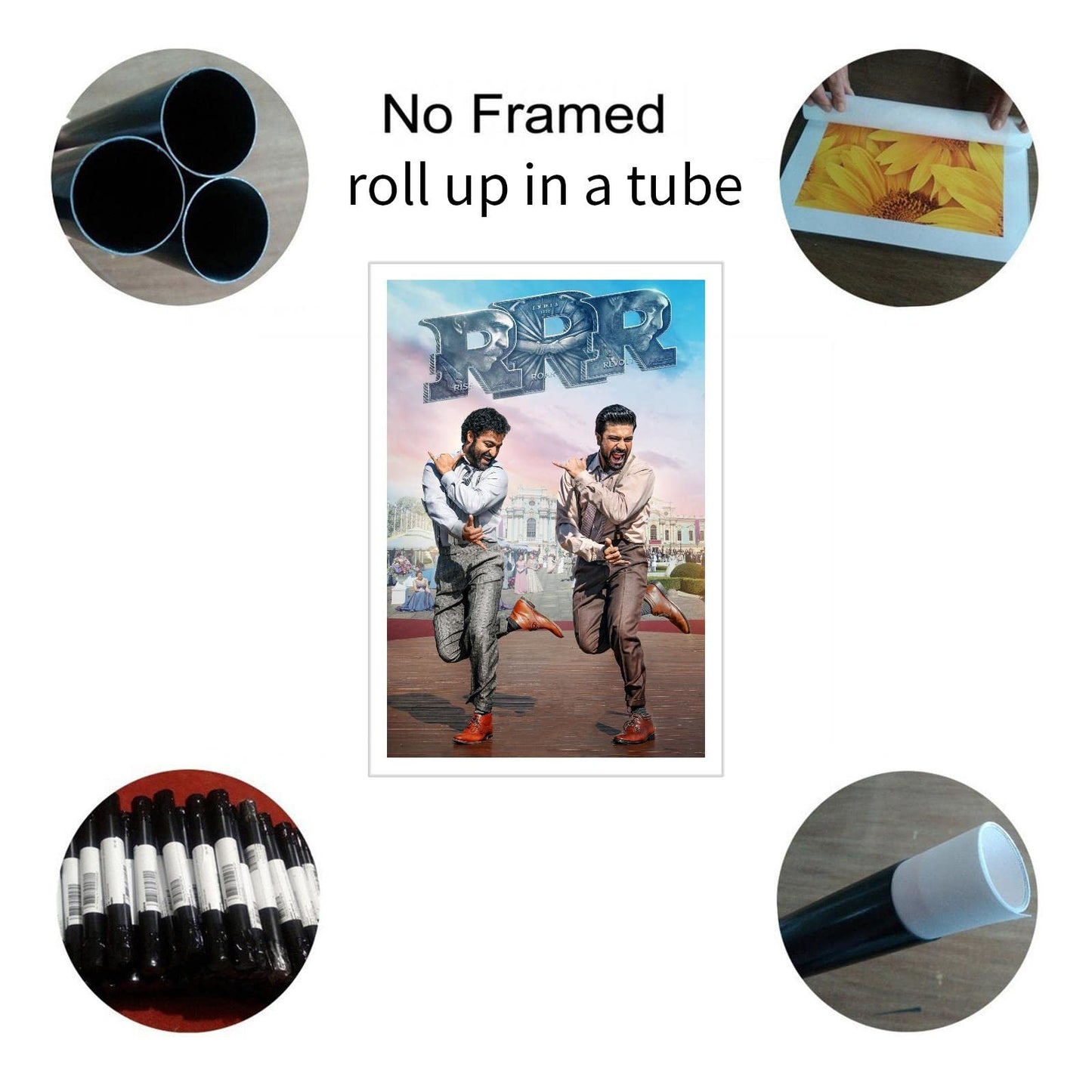 TOVAA 2022 New Indian Movie RRR Canvas Prints Roudram Ranam Rudhiram Funny Film Poster Wall Art For Home Office Bathroom Decorations Unframed 18"x12"