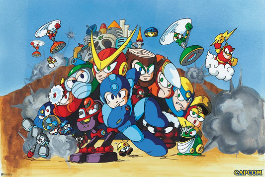 Mega Man 2 Bosses Video Game Video Gamer Classic Retro Vintage 90s Gaming MegaMan Capcom Legacy Collection Megaman 11 Mega Man X Dr Wily Cool Wall Decor Art Print Poster 12x18
