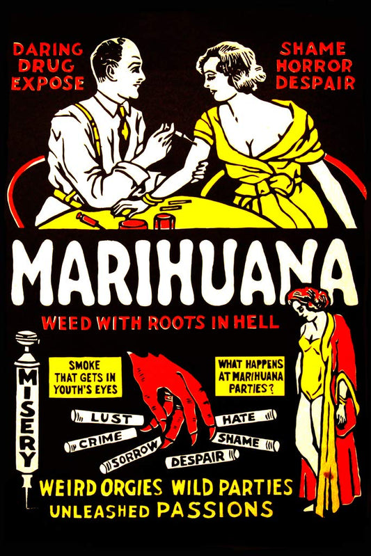 Marihuana Weed With Roots In Hell Vintage Advertisement Marijuana Cannabis Room Dope Gifts Guys Propaganda Smoking Stoner Reefer Stoned Sign Buds Pothead Dorm Cool Wall Decor Art Print Poster 12x18