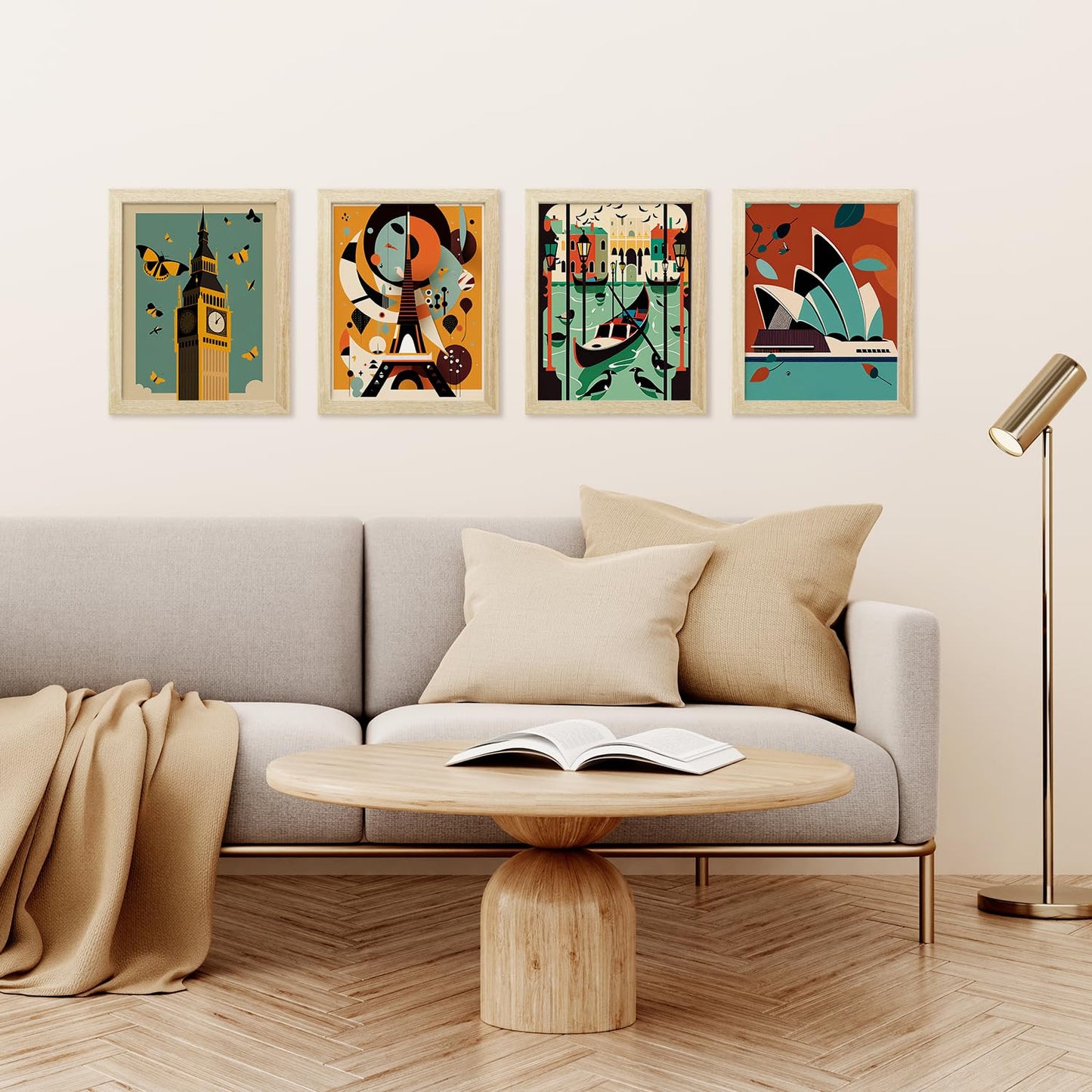 Wall Art Prints Unframed 8"x10",Set of 4 Posters for Room Decor Aesthetic, Dorm Room, Modern Kitchen Wall Art (Charlie Harper World)