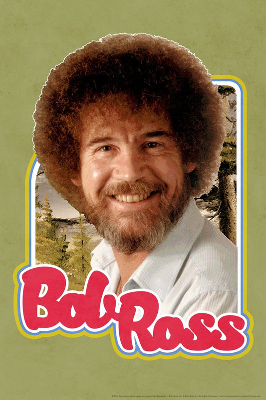 Bob Ross Retro Portrait Green Bob Ross Poster Bob Ross Collection Bob Art Painting Happy Accidents Motivational Poster Funny Bob Ross Afro and Beard Cool Wall Decor Art Print Poster 12x18