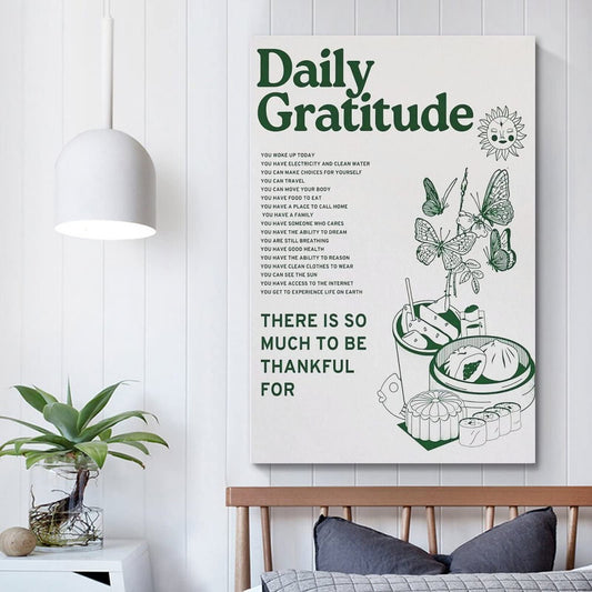 SUANA Vintage Poster Green Inspirational Quotes Daily Gratitude Posters for Room Aesthetic Poster Decorative Painting Canvas Wall Art Living Room Posters Bedroom Painting 12x18inch(30x45cm)