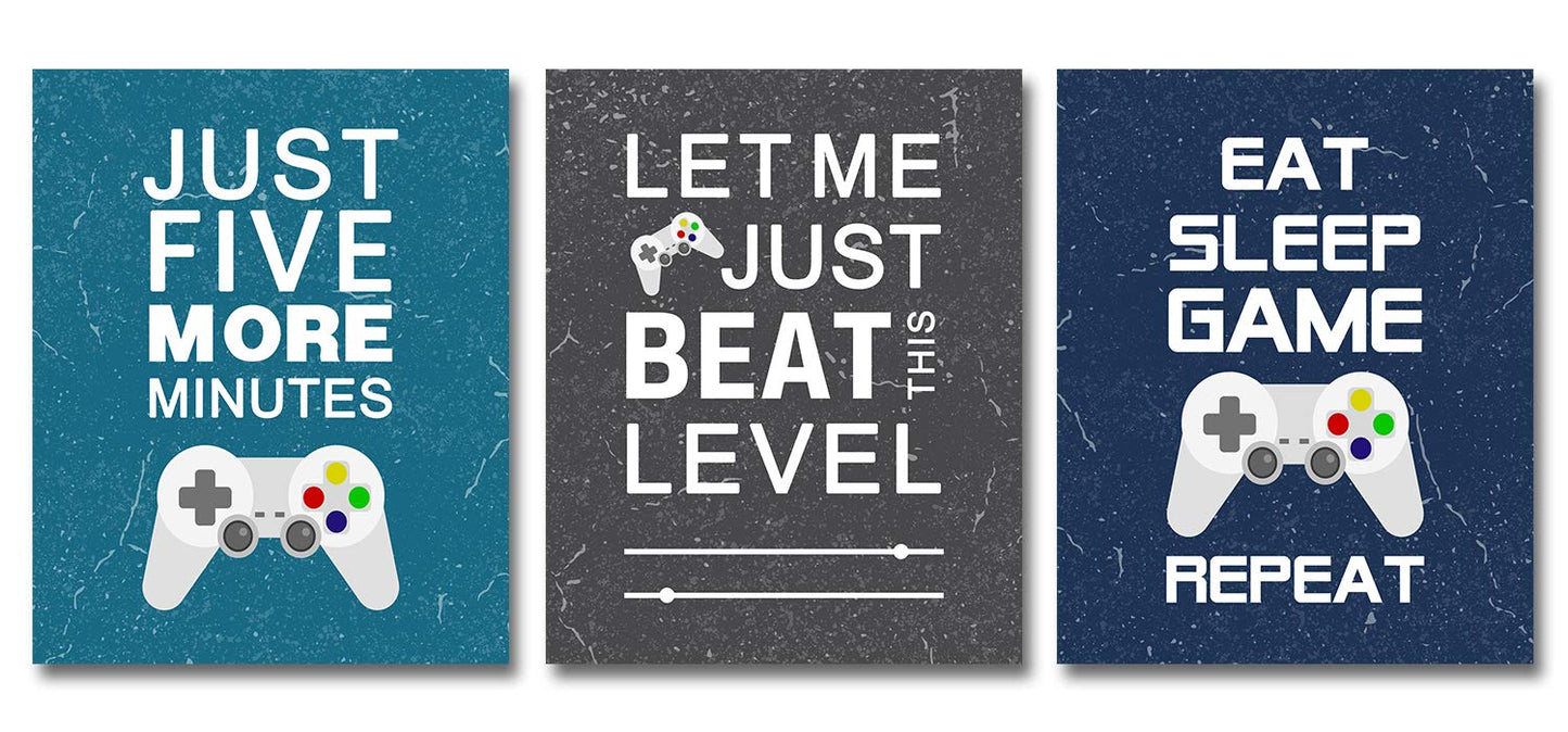 Video Game Art Print, Room Decorations for Bedroom, Gaming Wall Art for Kids Boy Playroom Home Decor, Boy Room Decor, Gaming Posters (Set of 3, 8X10in, Unframed)