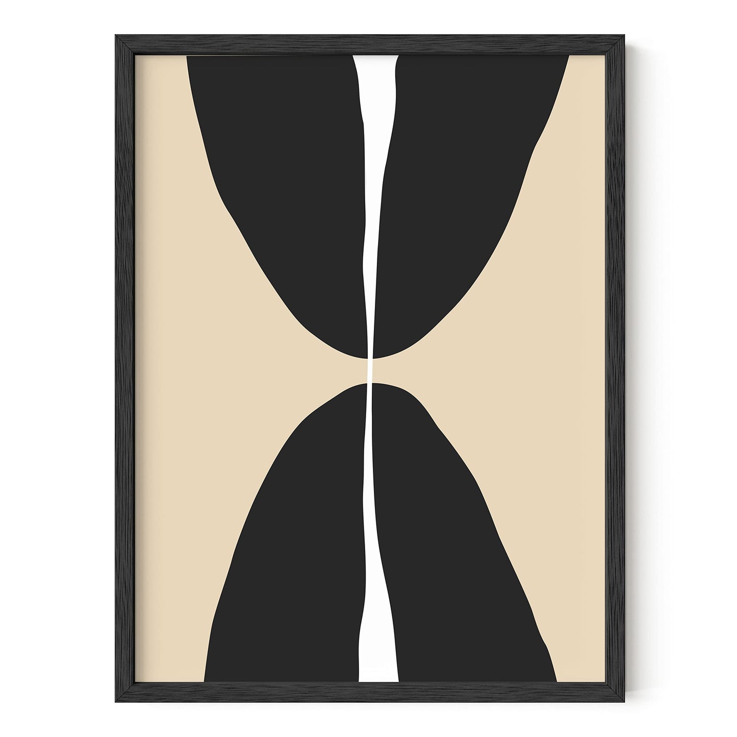 HAUS AND HUES Black Abstract Art and Modern Poster - Black Abstract Wall Art and Geometric Art Abstract Modern Art Wall Decor Mid Century Modern Wall Decor Top and Bottom Half Circles UNFRAMED 12x16