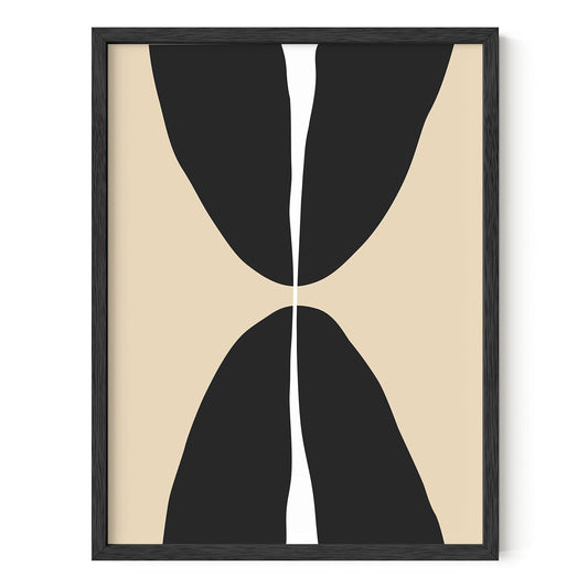 HAUS AND HUES Black Abstract Art and Modern Poster - Black Abstract Wall Art and Geometric Art Abstract Modern Art Wall Decor Mid Century Modern Wall Decor Top and Bottom Half Circles UNFRAMED 12x16