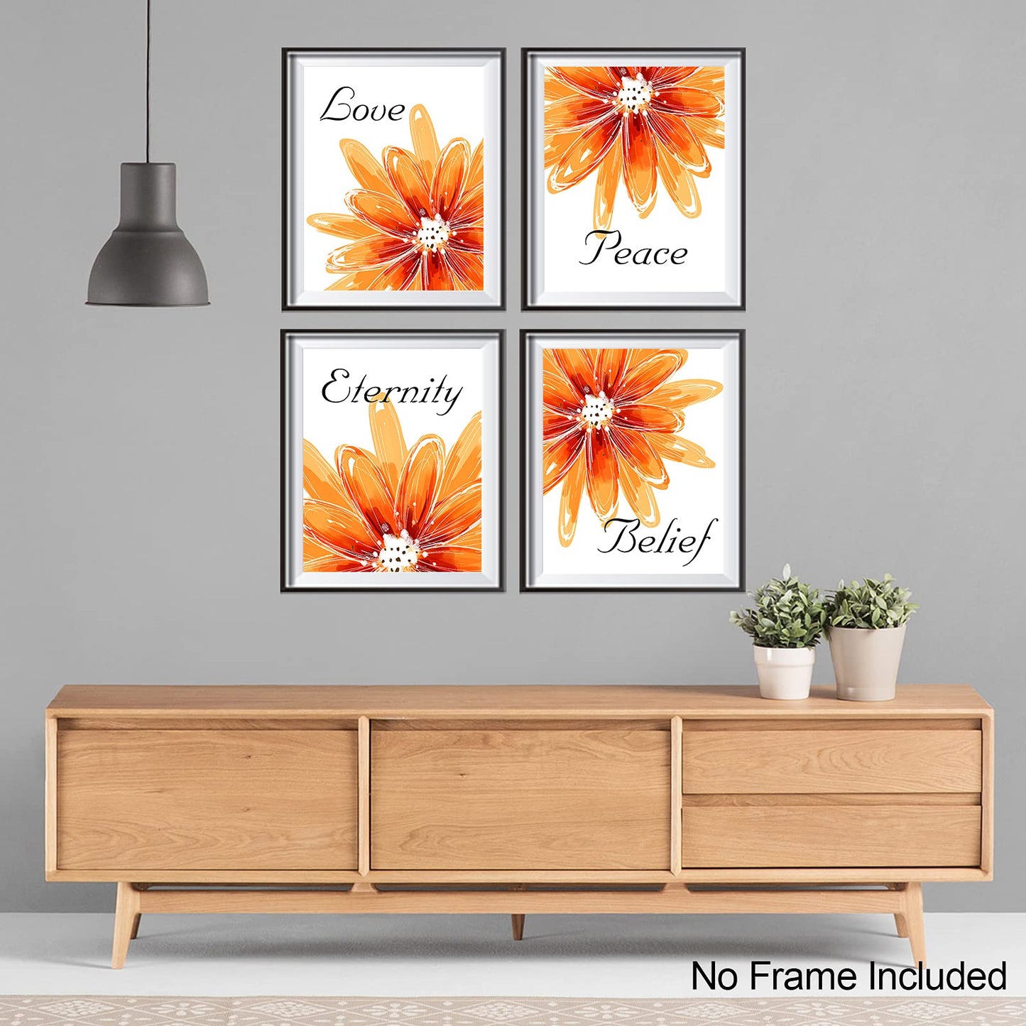 Monstake Canvas Wall Art Prints Set of 4 Orange Sunflower Fashion Wall Pictures for Bedroom Decor Inspirational Wall Art Posters for Living Room Bedroom Wall Decor (8"x10" UNFRAMED)