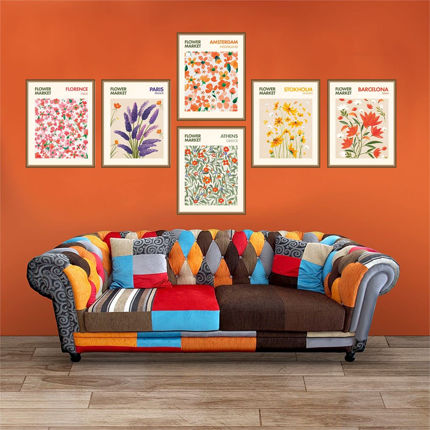 Batuba Design,Flower Market Wall Decor Poster Prints, Flower Market Room Decor, Set of 6 UNFRAMED ( 8''x10''), Flower Market poster,FLower Market Room Decorations, Flower Bothanic Poster
