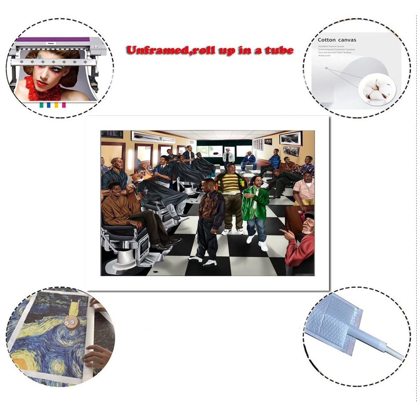 HHGaoArt Comedian In Barbershop Poster Painting Print on Canvas Bedroom Wall Art Decoration Pictures for Living Room Home Decor (No Frame,8x12inch)