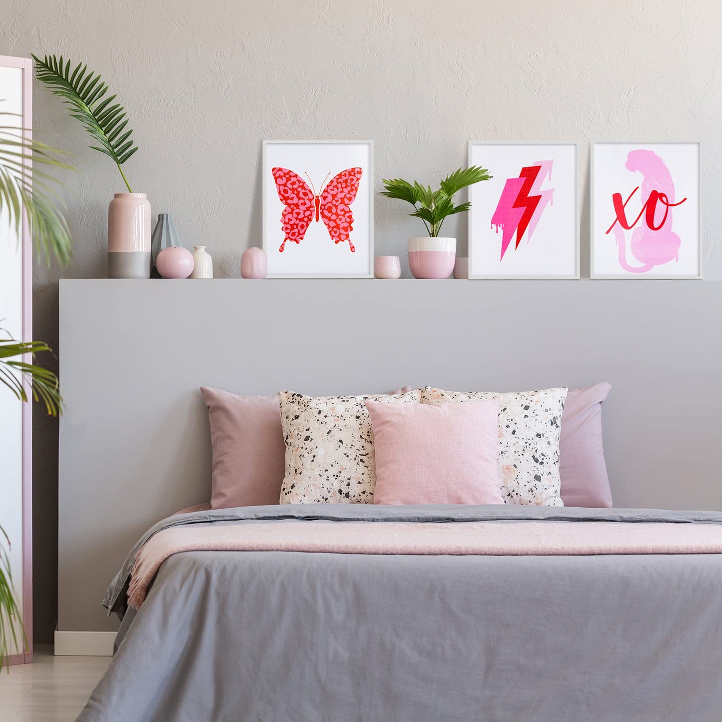 6 PCS Pink Preppy Room Decor Aesthetic Unframed Wall Art Trendy Small Wall Prints Cheetah Butterfly Preppy Posters Cute Preppy Wall Collage Preppy Pictures for Teen Girl Bedroom Room (8 x 10 Inch)