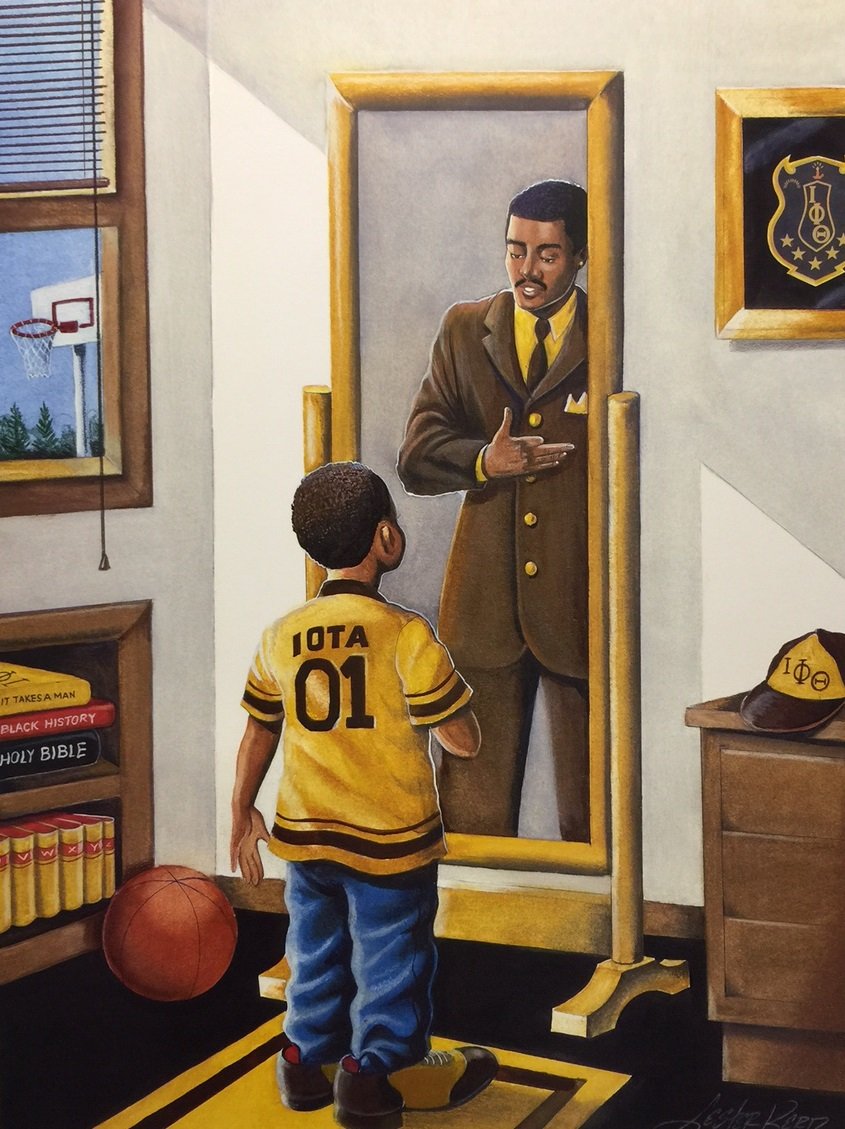 It Takes A Man - Iota (Fraternity) - Lester Kern 18x24 Unframed - African American Black Art Print Wall Decor Poster