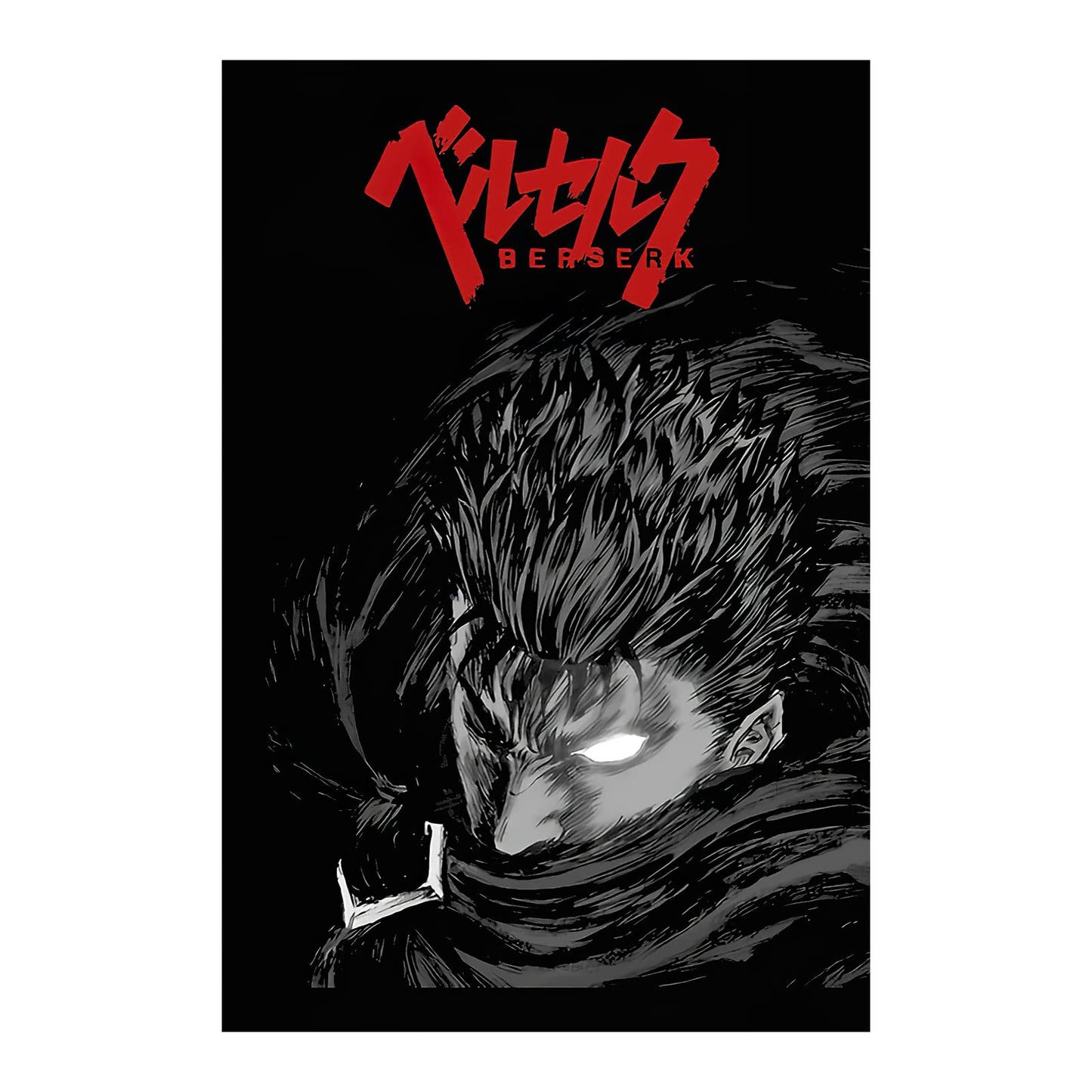 Anime Berserk Guts Red and Black HD Canvas Print Poster,Poster for Boys Room,Living Room Bedroom Wall Art Decor EMXEE (12x18 No Framed,A)