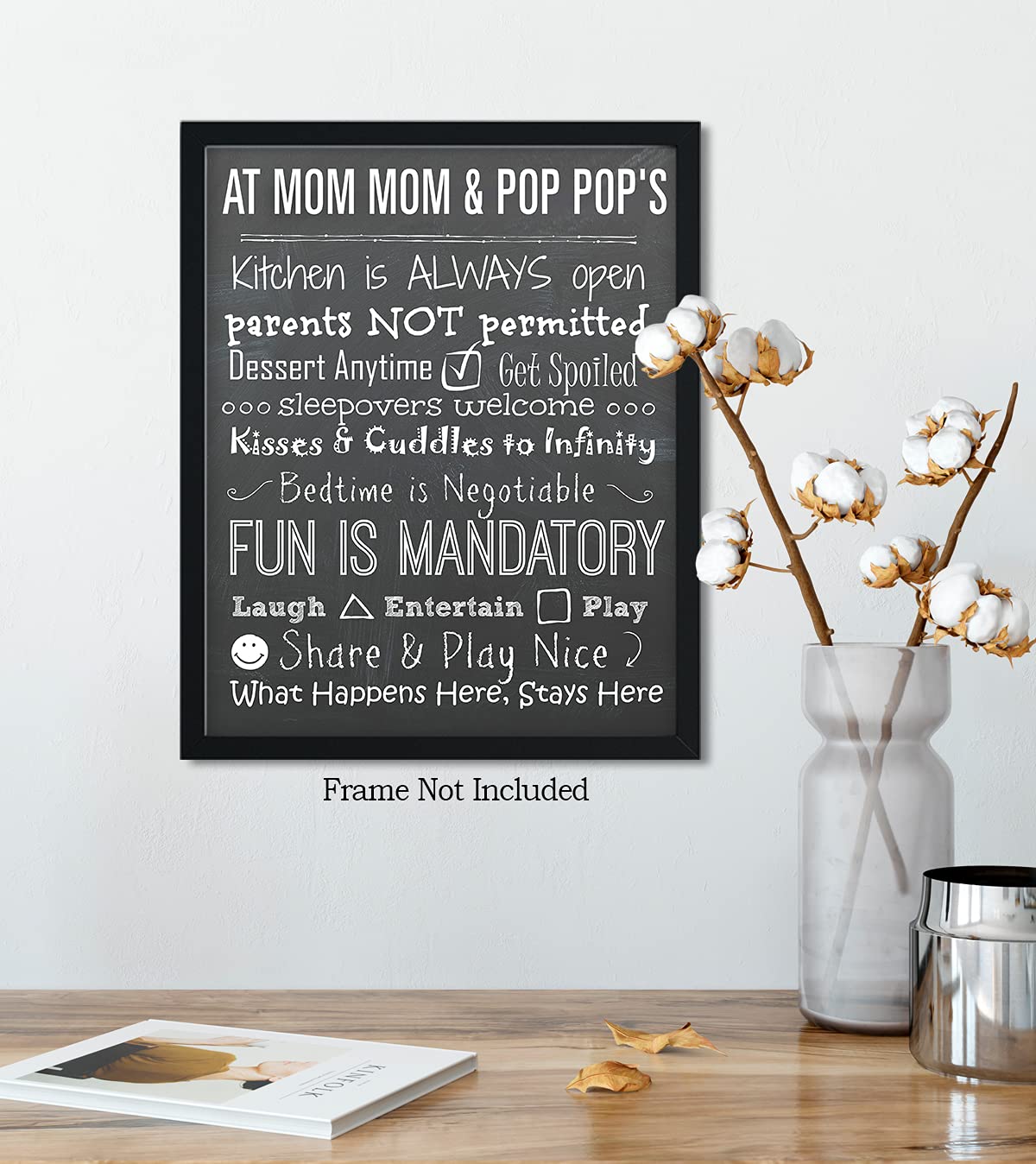 Grandparents House Rules Sign Wall Art Poster, Canvas or Print - Grandparents Day Gift Ideas - Gifts for Grandparents - Best Gifts for Grandparents Wall Decor - 8x10 unframed print
