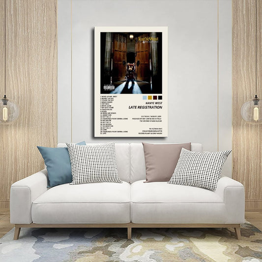 Kanye Poster West Late Registration Music Album Cover Poster Canvas Poster Wall Art Decor Print Picture Paintings for Living Room Bedroom Decoration Unframe:12x18inch(30x45cm)