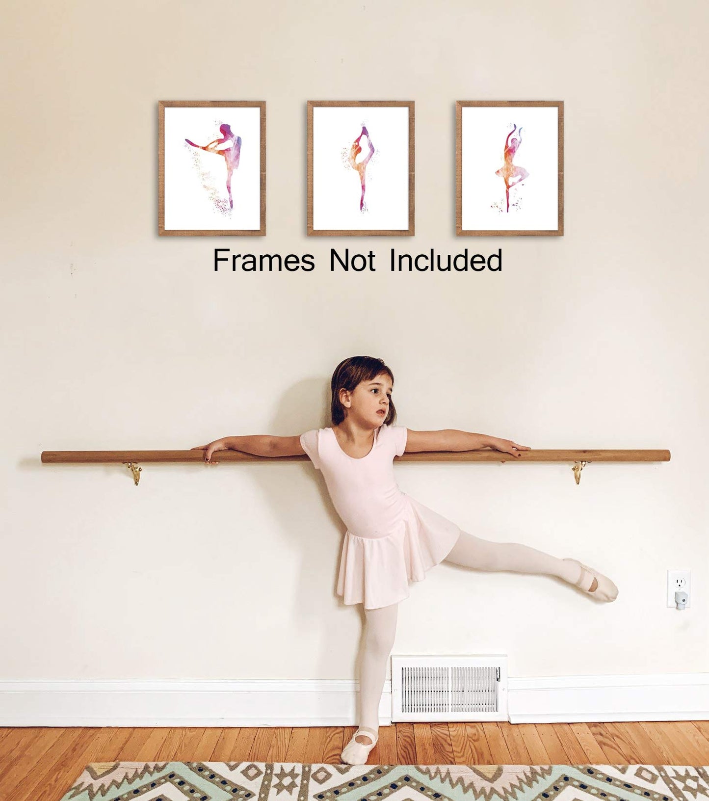 CHDITB Unframed Ballerina Wall Art Print Elegant Ballet Girls Art Painting, Set of 3（8’’x10’’） Canvas Dancer Poster Picture For Beautiful Girls or Women Room Decor