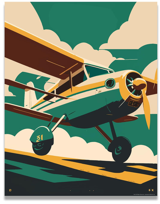 Inspirational Wall Art Co. - Runway | Cessna 172 Poster - Airplane Wall Decor - Airplane Poster - Pilot Wall Art - Vintage Airplane Decor - Airplane Prints for Boys Room | 11x14 Inches Unframed