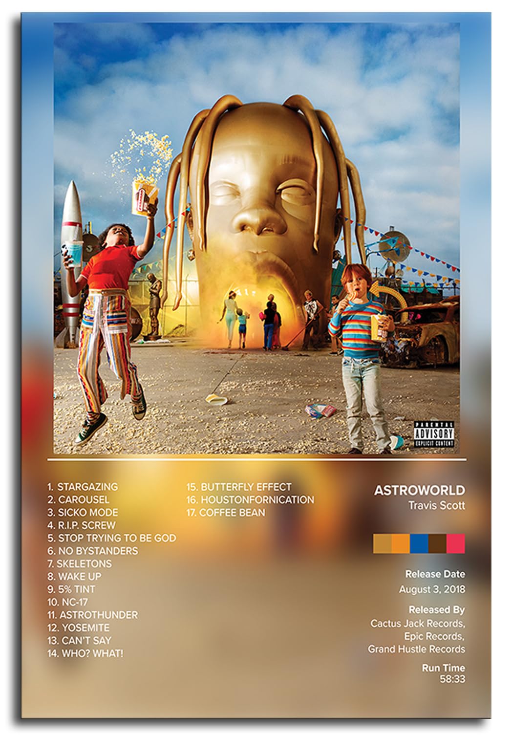FAIRAH Travis Poster Astroworld Album Cover Poster (8x12 Inch -Unframed) Print Artwork Aesthetic Wall Art for Girls and Boys Teen Dorm Decor