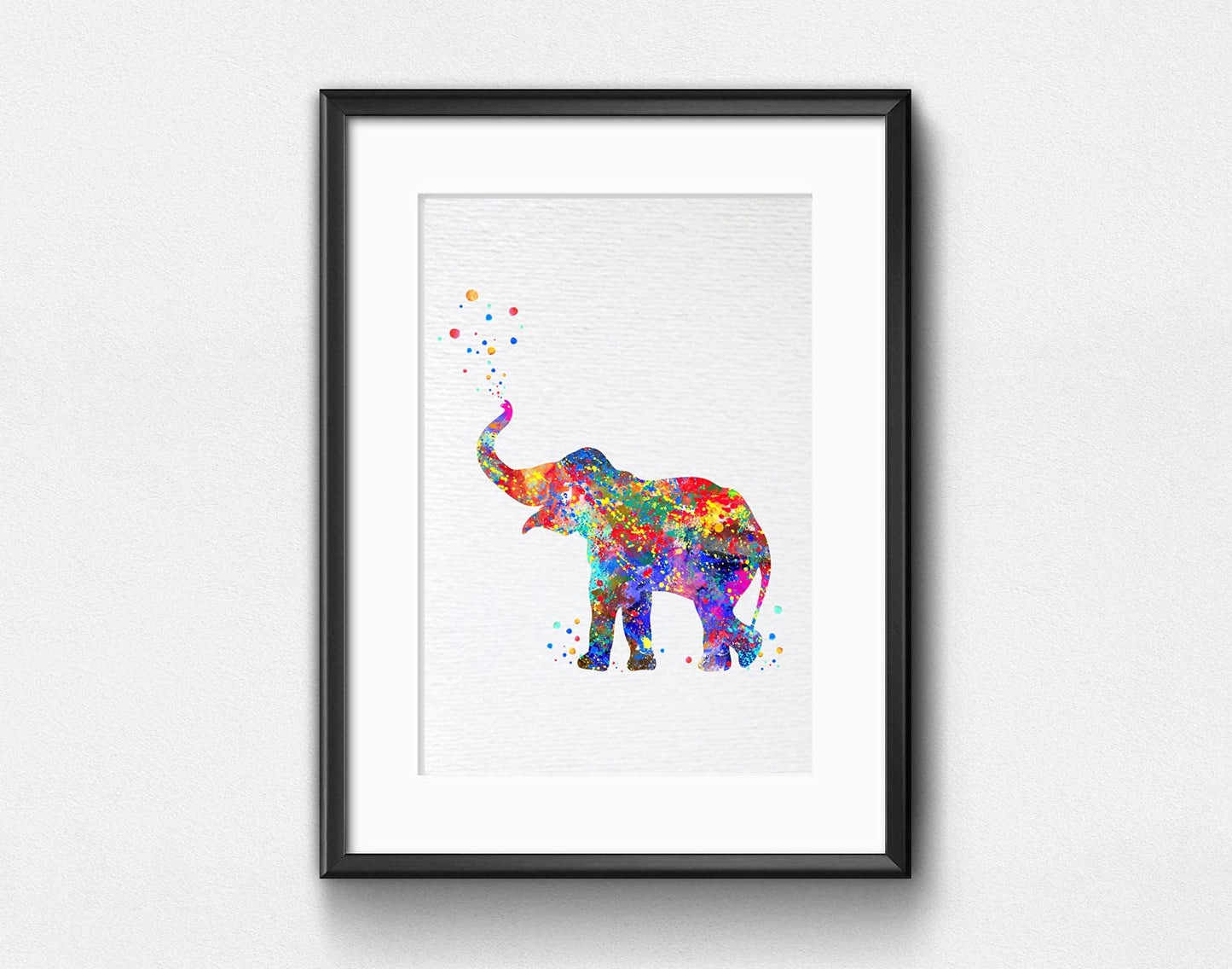 Dignovel Studios 8X10 Unframed Elephant Trunk Up Safari Animals Africa Wildlife Watercolor Art Print Wall Art Poster N157