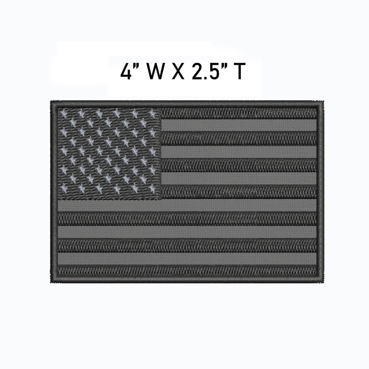 American Flag Patch 4" x 2.5" Emblem Fully Embroidered Iron-on/Sew-on Decorative Embroidery Applique Clothing Vest Jacket Bags Premium Stitching US USA Patriotic Shoulder Badge Black Grey