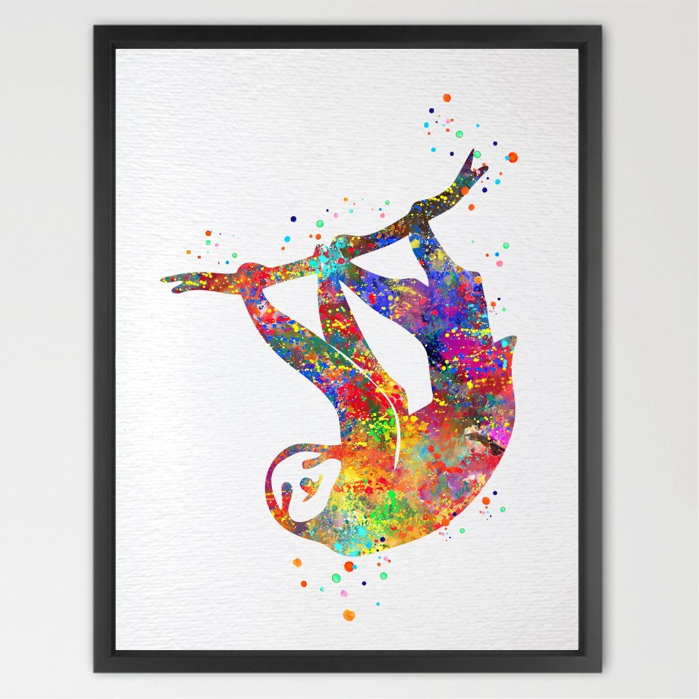 Dignovel Studios 8X10 Unframed Sloth inspired Watercolor illustrations Art Print Poster N432