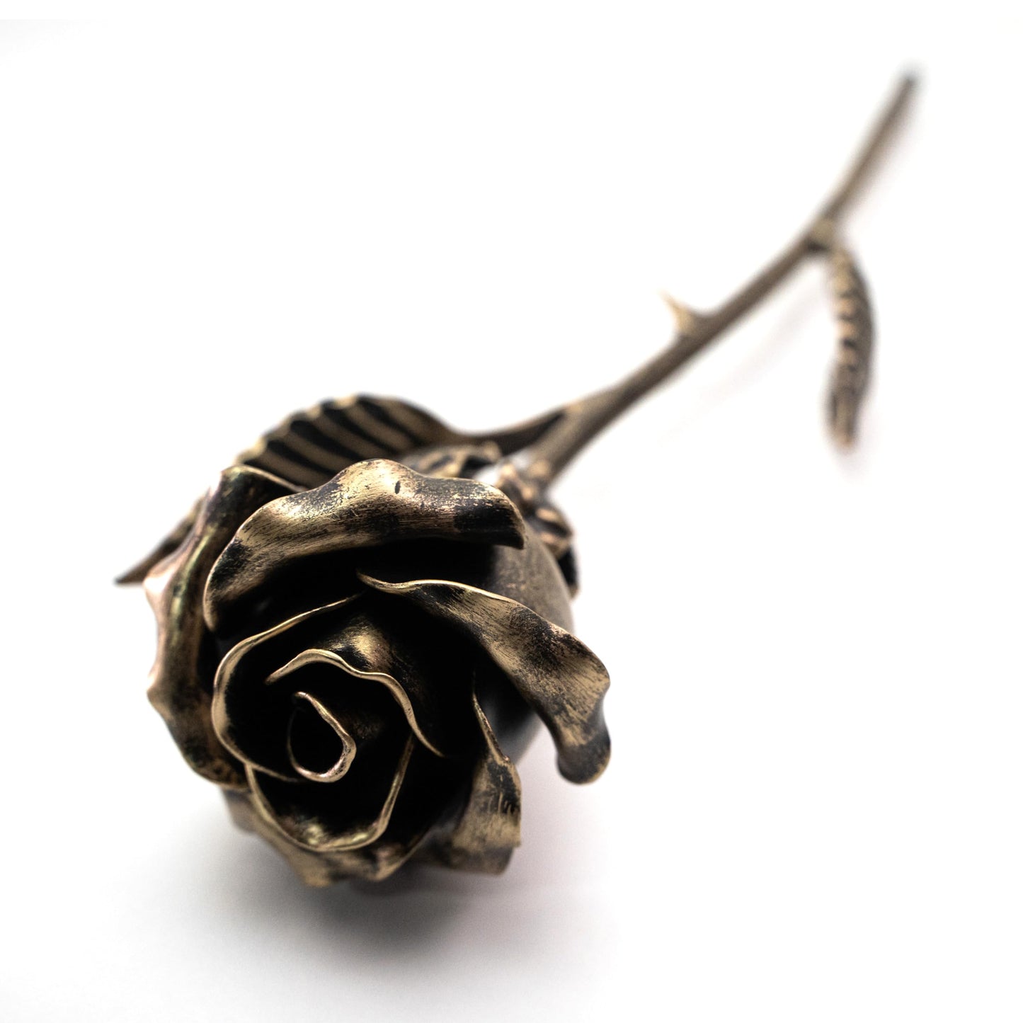 MakuliSmit Handcrafted Bronze Metal Rose - Solid Gift of Everlasting Love - 8th 19th Wedding for Her