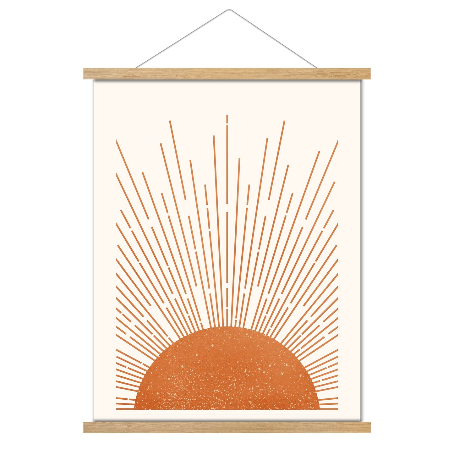 Boho Sun Wall Art Magnetic Poster Hanger Frame Wooden Magnet Canvas Artwork Sun Wall Art Rising on the Horizon Geometric Nature Illustrations Line Art Poster Hanger for Living Room Bathroom 12"x16"